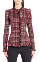 Women's Alexander Mcqueen Frayed Artisan Tweed Jacket Us / 38 It - Red