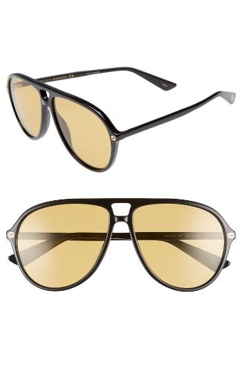 Women's Gucci Pilot 59mm Sunglasses - Black/ Nicotine