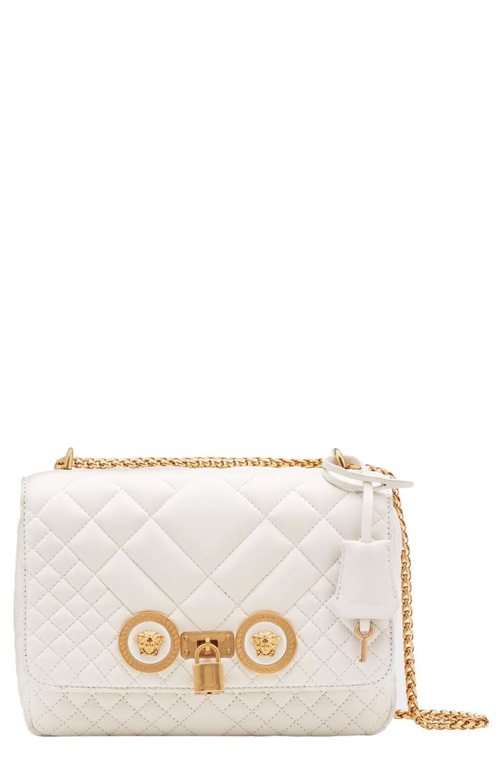 Versace Icon Medium Quilted Leather Shoulder Bag - White