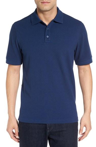 Men's Nordstrom Men's Shop Tonal Trim Pique Polo - Blue