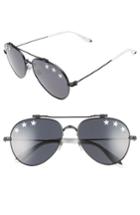 Women's Givenchy Star Detail 58mm Mirrored Aviator Sunglasses - Black/ Black