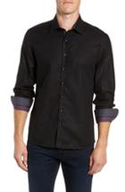 Men's Stone Rose Contemporary Fit Waffle Texture Sport Shirt - Black
