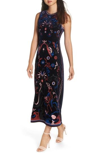 Women's Foxiedox Fuji Embroidered Tea Length Dress - Blue