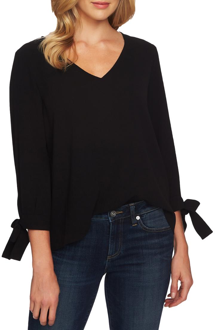 Women's Cece Tie Sleeve Top - Black