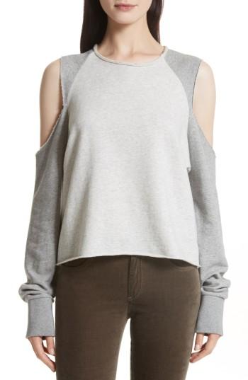 Women's Rag & Bone/jean Standard Issue Cold Shoulder Sweatshirt, Size - Grey
