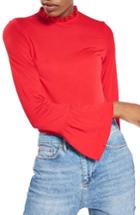 Women's Topshop Ruffle Neck Trumpet Top Us (fits Like 0) - Red