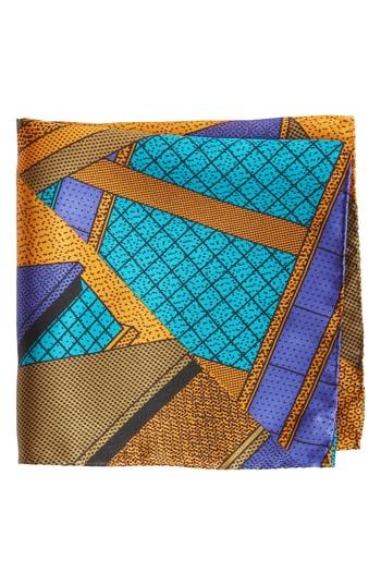 Men's Memphis Milano Pochette Silk Pocket Square, Size - Blue/green