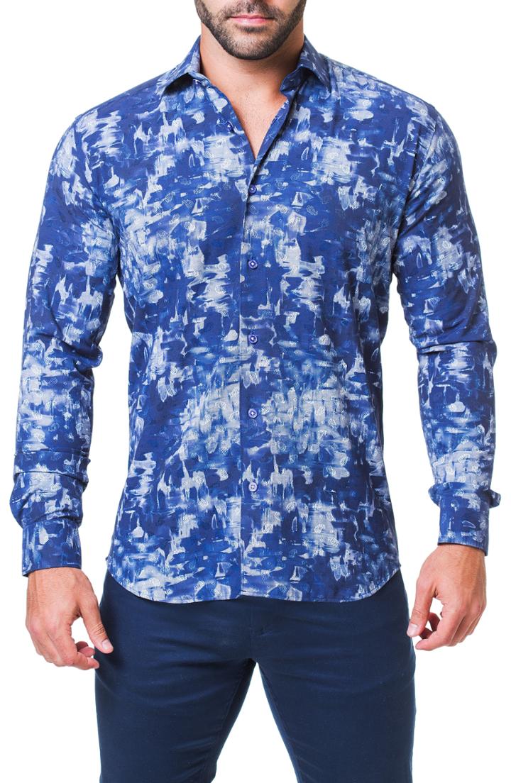 Men's Maceoo Fibonacci Paint Trim Fit Sport Shirt