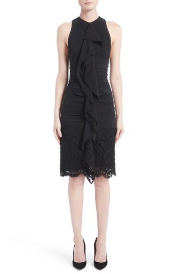 Women's Proenza Schouler Ruffle Front Corded Lace Hem Dress - Black