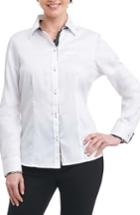 Women's Foxcroft Brooke Contrast Trim Sateen Shirt - White
