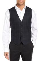 Men's Jb Britches Regular Fit Plaid Wool Vest - Black
