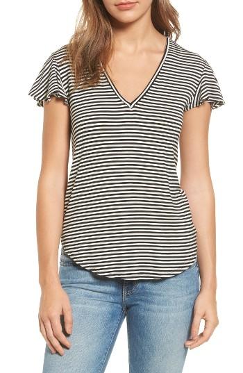 Women's Halogen Flutter Sleeve V-neck Tee - Black