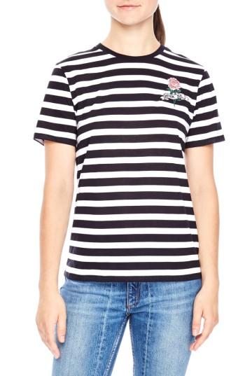 Women's Sandro Tattoo Embroidered Stripe Tee - Blue