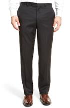 Men's Riviera Flat Front Solid Wool Trousers R - Black