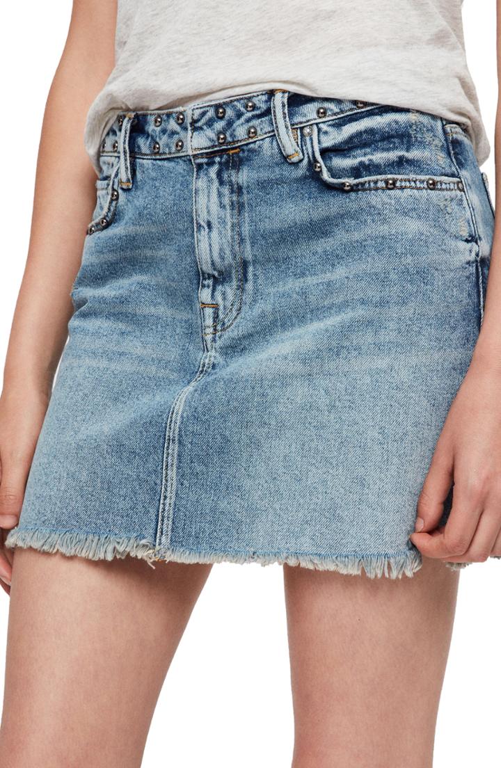 Women's Allsaints Betty Studded Denim Skirt