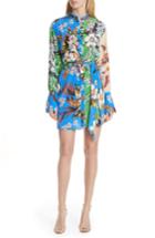 Women's Dvf Floral Silk Shirtdress - Blue/green