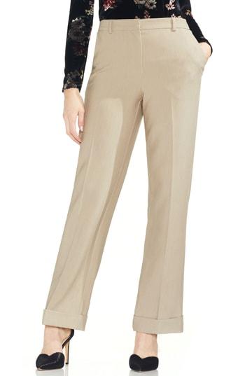 Women's Vince Camuto Cuff Wide Leg Stretch Crepe Pants - Brown