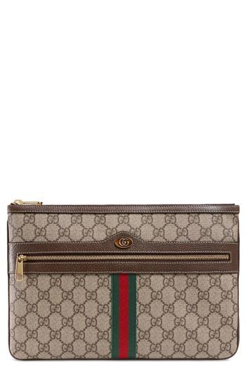 Gucci Ophidia Gg Supreme Canvas Zip Pouch - Beige