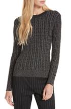 Women's Milly Shimmer Cable Crewneck Sweater, Size - Black