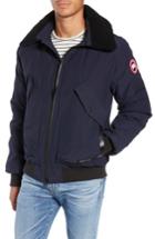 Men's Canada Goose Bromley Down Bomber Jacket With Genuine Shearling Collar - Blue