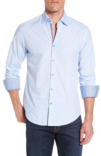 Men's Stone Rose Geometric Print Sport Shirt - Blue