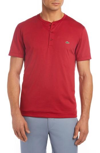 Men's Lacoste Short Sleeve Cotton Henley (s) - Purple