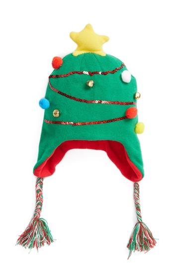 Women's Capelli New York Embellished Christmas Tree Beanie - Green
