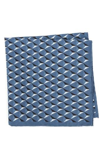 Men's Ted Baker London Geometric Silk Pocket Square, Size - Blue