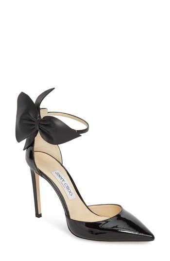 Women's Jimmy Choo Kelley Bow Pointy Toe Pump Us / 34eu - Black