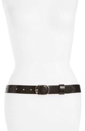 Women's Halogen Tailored Trouser Leather Belt - Black
