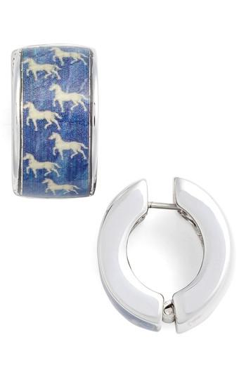 Women's Erwin Pearl Blue Silvertone Blue Horse Earrings