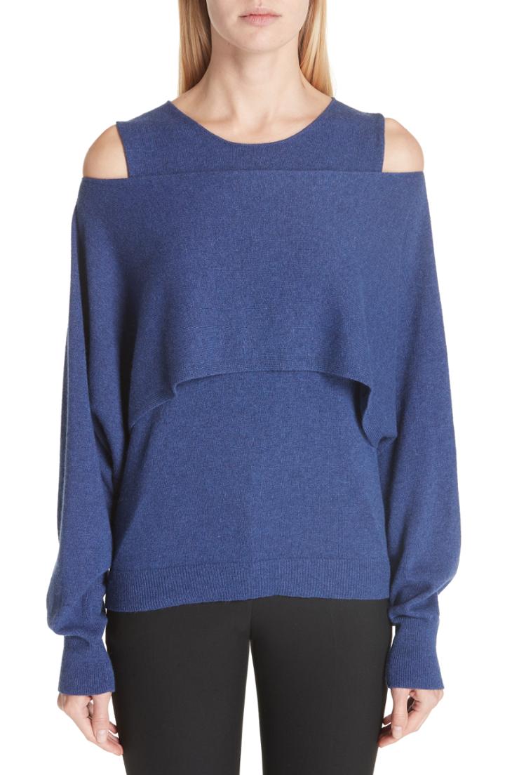 Women's Fuzzi Layered Cold Shoulder Sweater