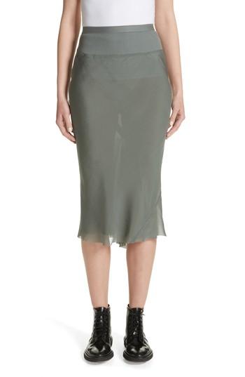 Women's Rick Owens Silk Chiffon Midi Skirt Us / 38 It - Green