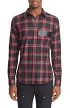 Men's Givenchy Plaid Woven Shirt With Leather Trim