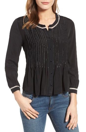 Women's Velvet By Graham & Spencer Pintuck Pleat Blouse - Black
