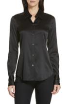 Women's Theory Perfect Fit Stretch Silk Blouse, Size - Black
