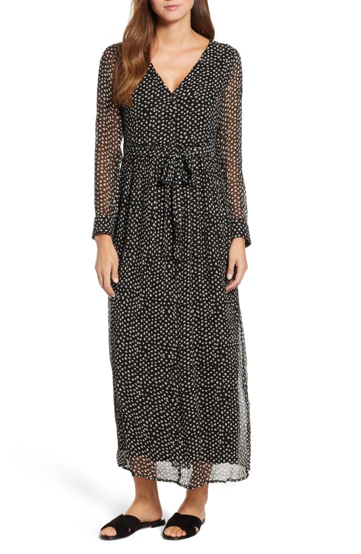 Women's Lucky Brand Polka Dot Maxi Dress - Black
