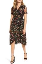 Women's Endless Rose Embroidered Mesh Wrap Dress - Black