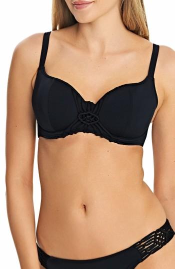 Women's Freya Underwire Macrame Bikini Top Dd - Black