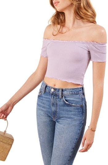 Women's Reformation Willett Off The Shoulder Top - Purple