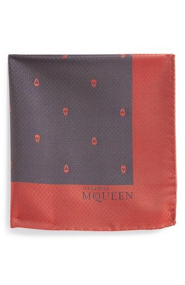 Men's Alexander Mcqueen Skull Dot Silk Pocket Square