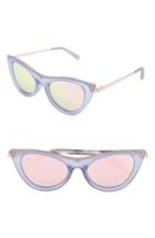 Women's Nem Cruise 50mm Cat Eye Sunglasses - Clear Sky Blue W Pink Tint