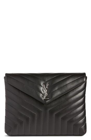 Saint Laurent Large Loulou Matelasse Leather Pouch - Black