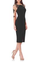 Women's Js Collections Crepe Midi Dress With Tattoo Embroidery - Black