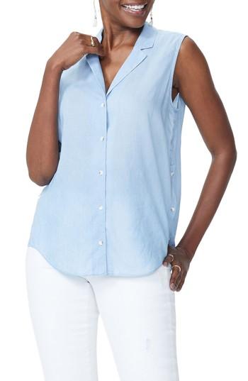 Women's Nydj Side Button Blouse, Size - Blue