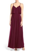 Women's Lulus Popover Bodice Chiffon A-line Gown - Burgundy