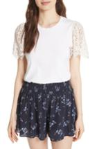 Women's Rebecca Taylor Lace Sleeve Cotton Jersey Top - White