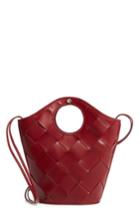 Elizabeth And James Small Market Woven Leather Crossbody Shopper - Red