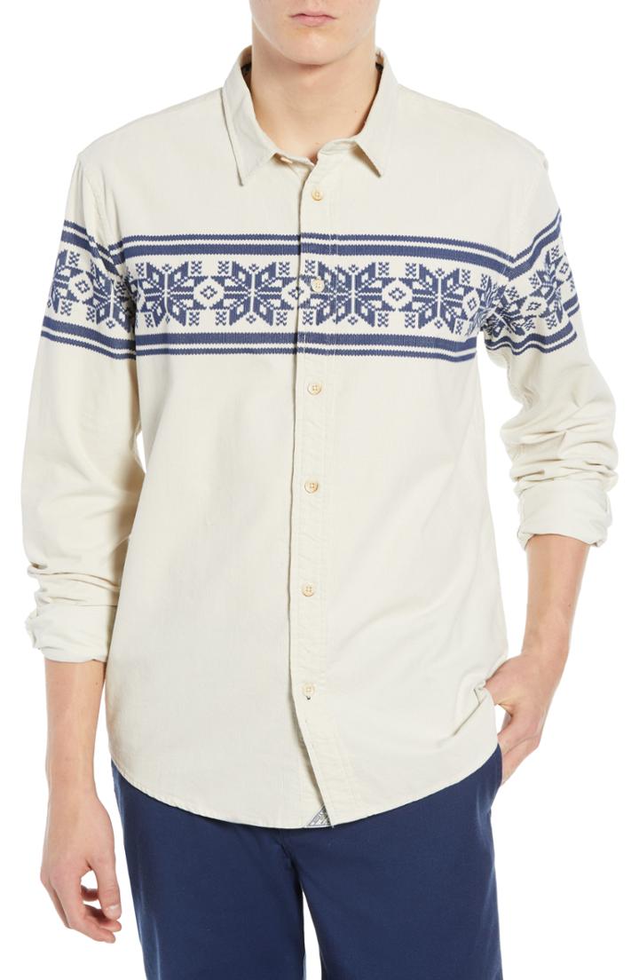Men's Scotch & Soda Print Corduroy Shirt - White