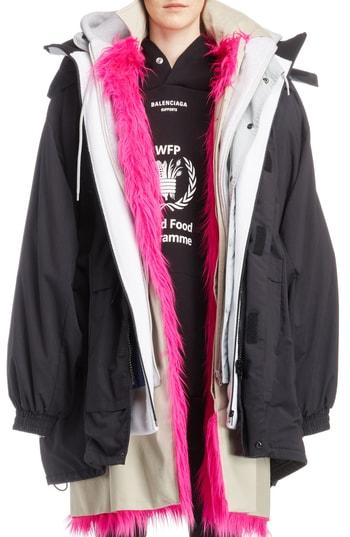 Women's Balenciaga Layered Coat - Black